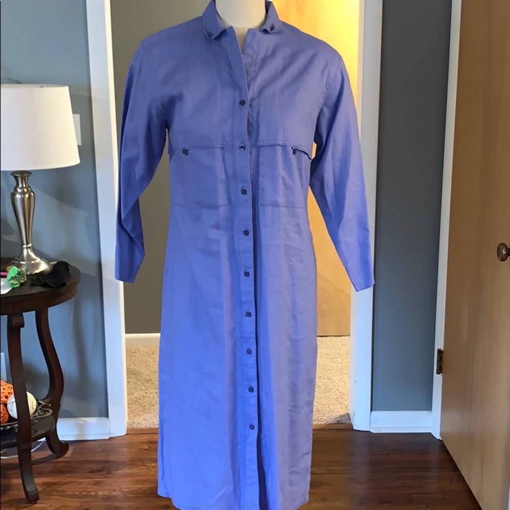 Blue 70’s vintage shirt dress small